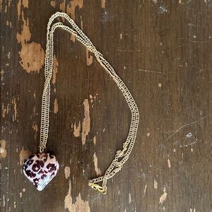 30” Chain With Acrylic Leopard Chubby Heart